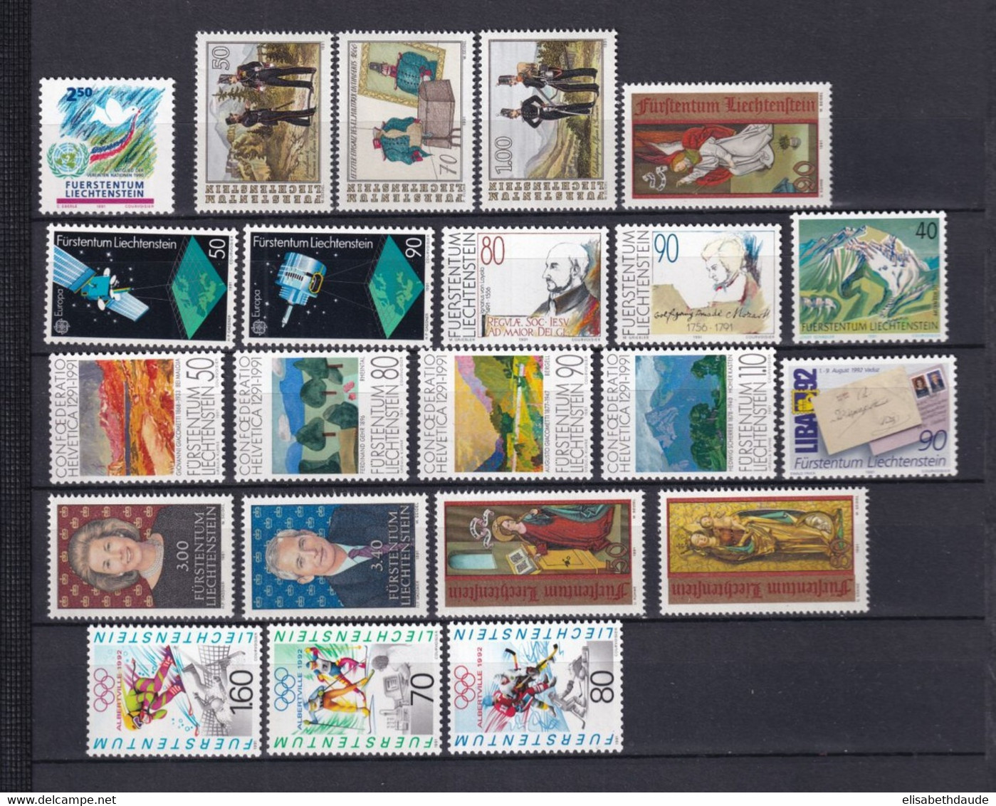 LIECHTENSTEIN - ANNEE COMPLETE 1991 ** MNH - COTE YVERT 2012 = 40.9 EUR. - Volledige Jaargang