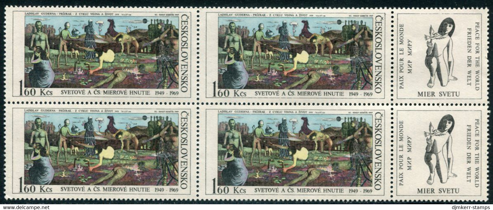 CZECHOSLOVAKIA 1969 Peace Movement Block Of 4 MNH / **  Michel 1869 - Unused Stamps