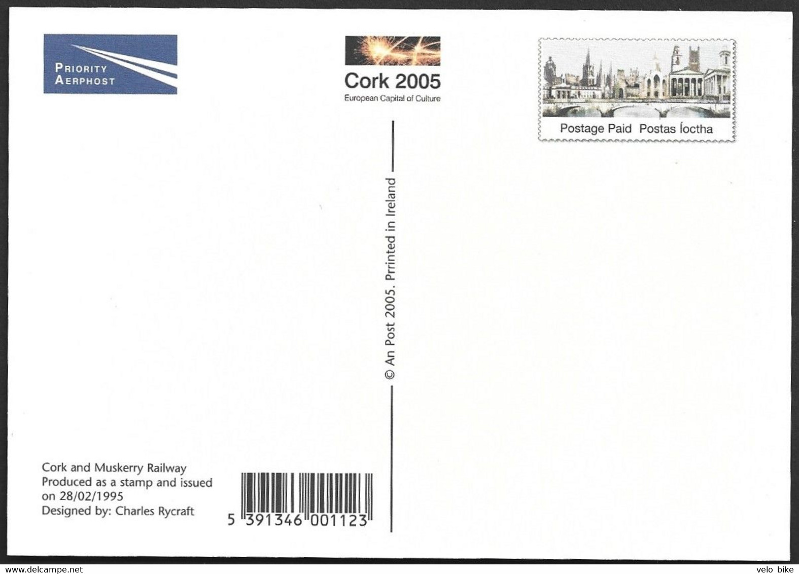 Eire Ireland Postal Stationery Postage Paid Cork 2005 Railway Locomotive   Priotaire Airmail  Uniform Trees Priotaire - Interi Postali