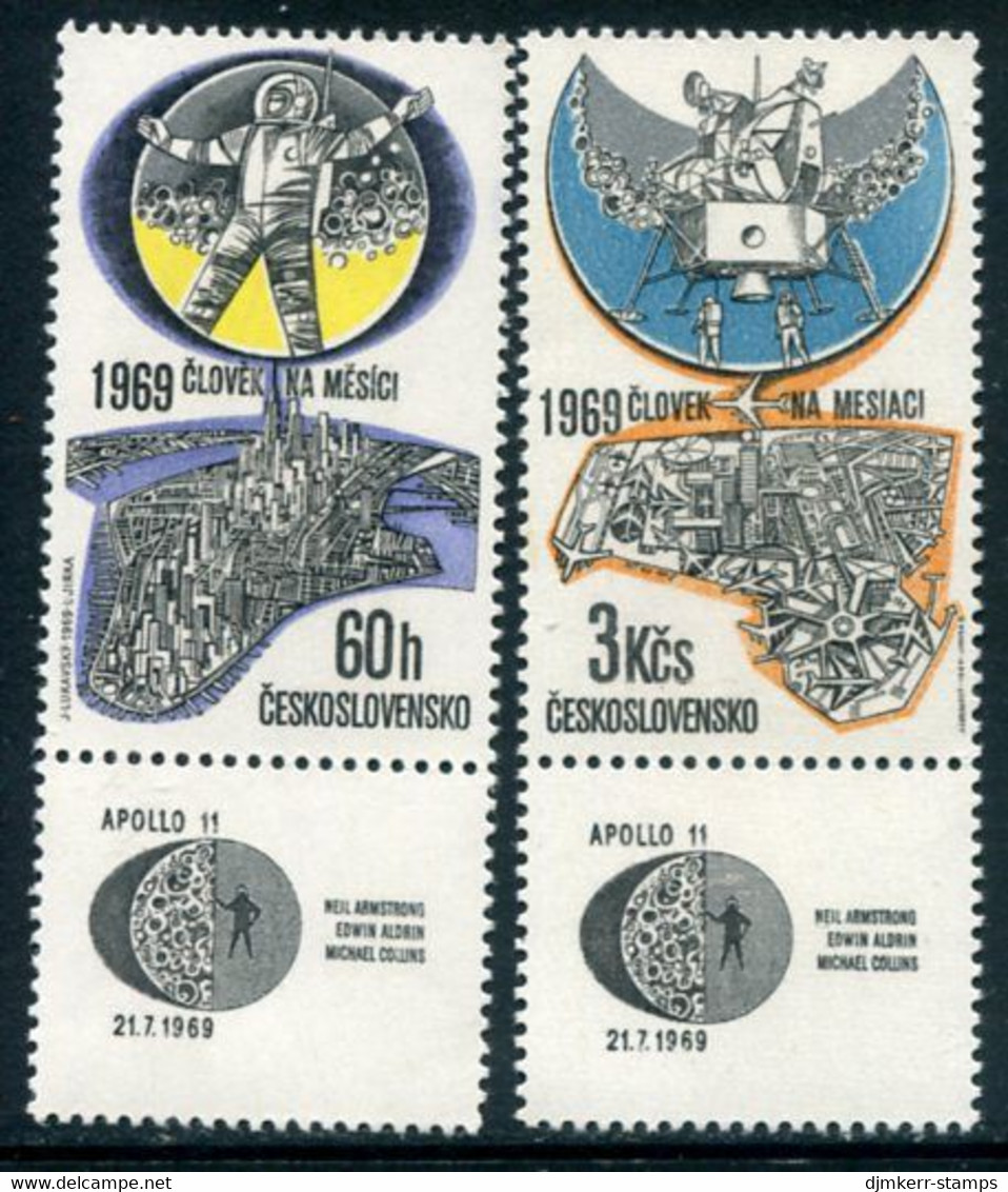 CZECHOSLOVAKIA 1969 Apollo 11 Moon Landing MNH / **  Michel 1888-89 Zf - Nuevos