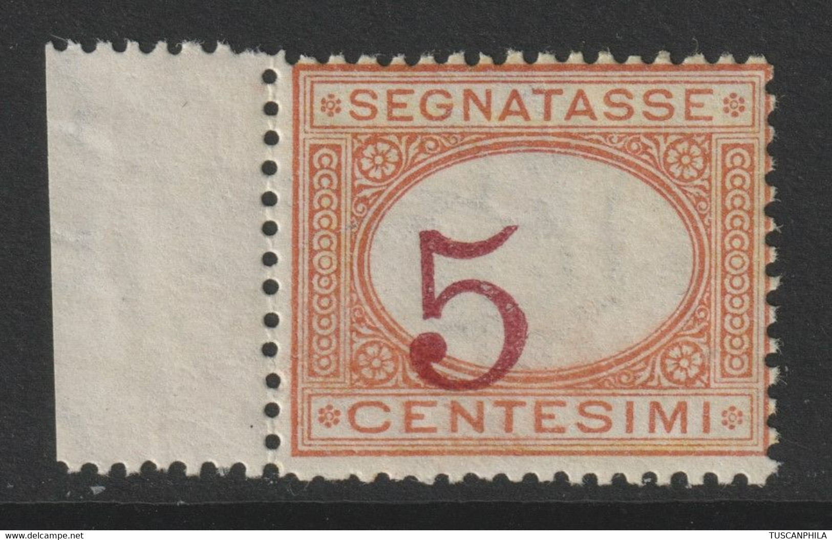 Regno D'Italia 1890 Segnatasse 5 C. Arancio E Carminio Sass. 20ca MNH** BDF Cv 125 - Taxe