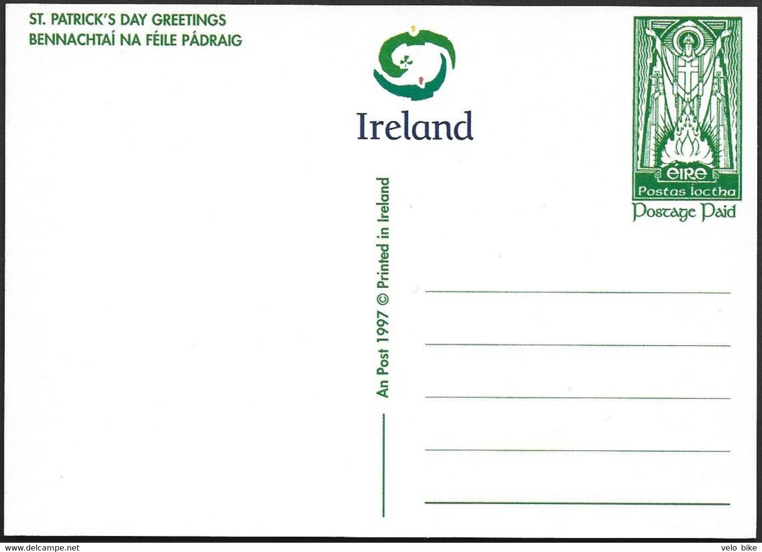 Eire Ireland  Postal Stationery Postage Paid St. Patrick's Day Greetings Prioritaire Airmail Thinking Of You - Postal Stationery