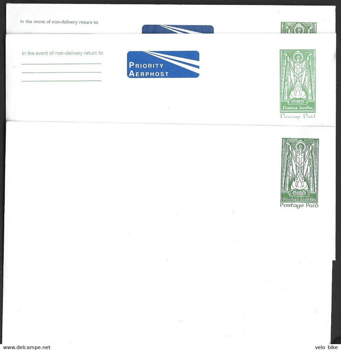 Eire Ireland 3 Different Postal Stationery Postage Paid St. Patrick 2 Prioritaire Airmail - Postal Stationery