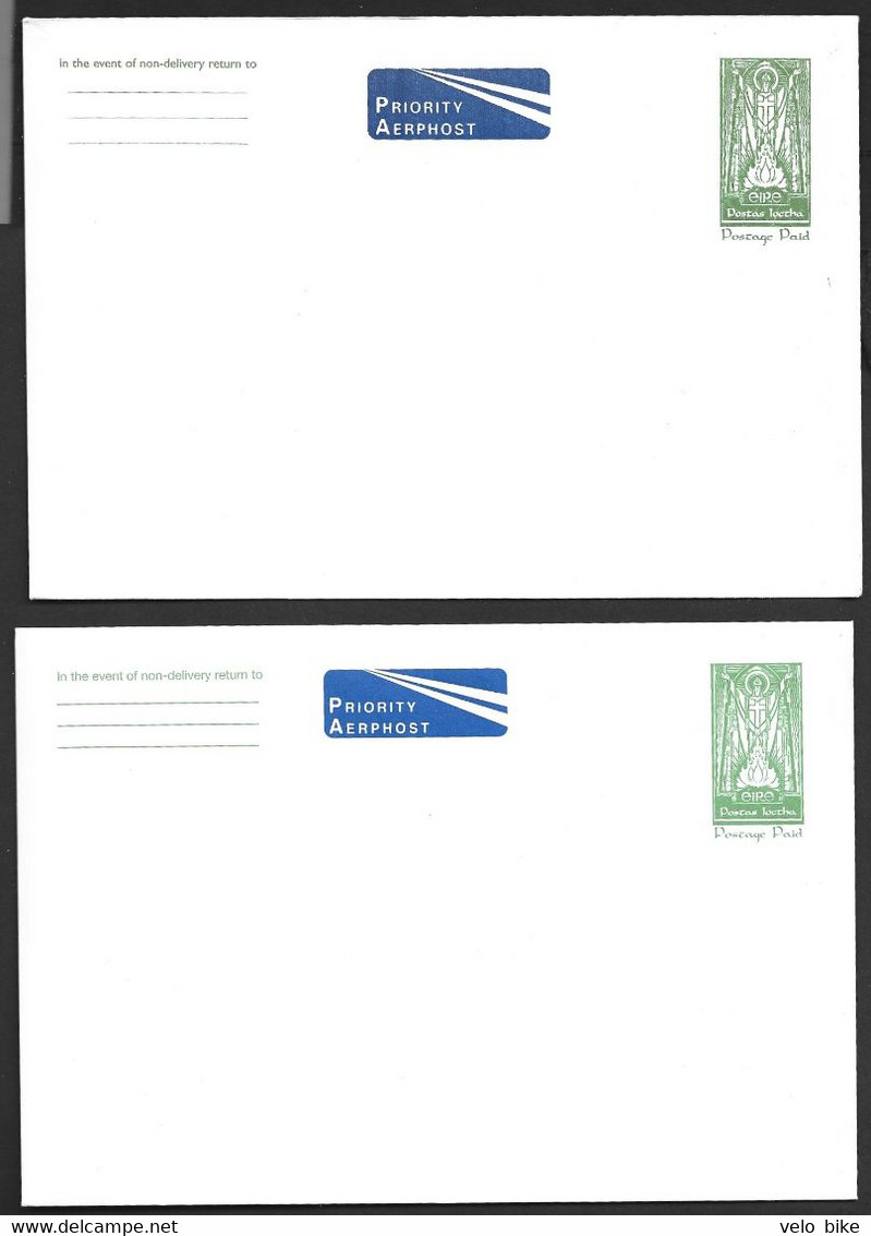 Eire Ireland 3 Different Postal Stationery Postage Paid St. Patrick 2 Prioritaire Airmail - Postwaardestukken