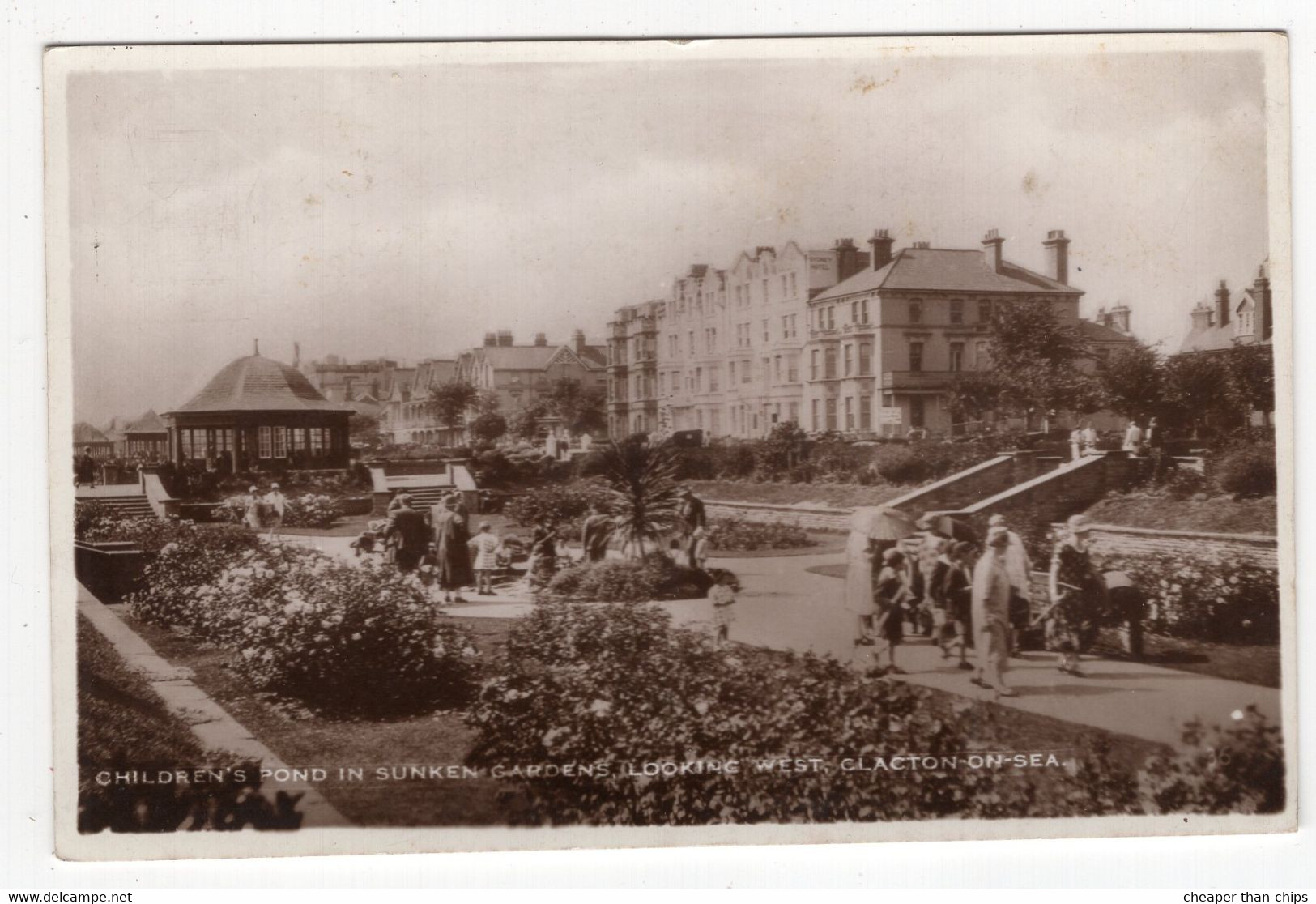 CLACTON-ON-SEA - Children's Pond In Sunk Gardens Looking West - Excel Series - Slogan Postmark - Clacton On Sea