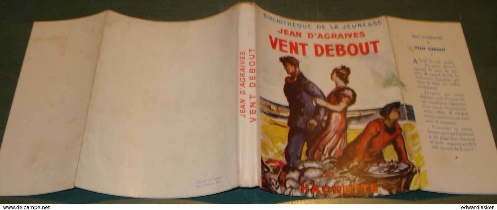 BIBLIOTHEQUE de la JEUNESSE : Vent debout /Jean d'Agraives - Jaquette 1951