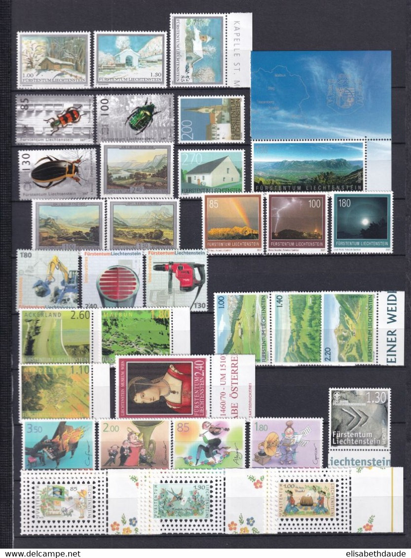 LIECHTENSTEIN - ANNEE COMPLETE 2007 ** MNH - VALEUR NOMINALE (FACIALE) = 52.55 SFr. - Années Complètes