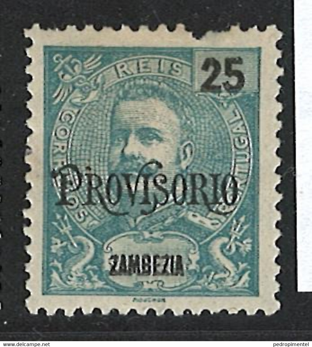 Portugal Zambezia Mozambique 1903 "D. Carlos I" 25r Provisorio Condition MH OG #43 (perf Fault) - Zambèze