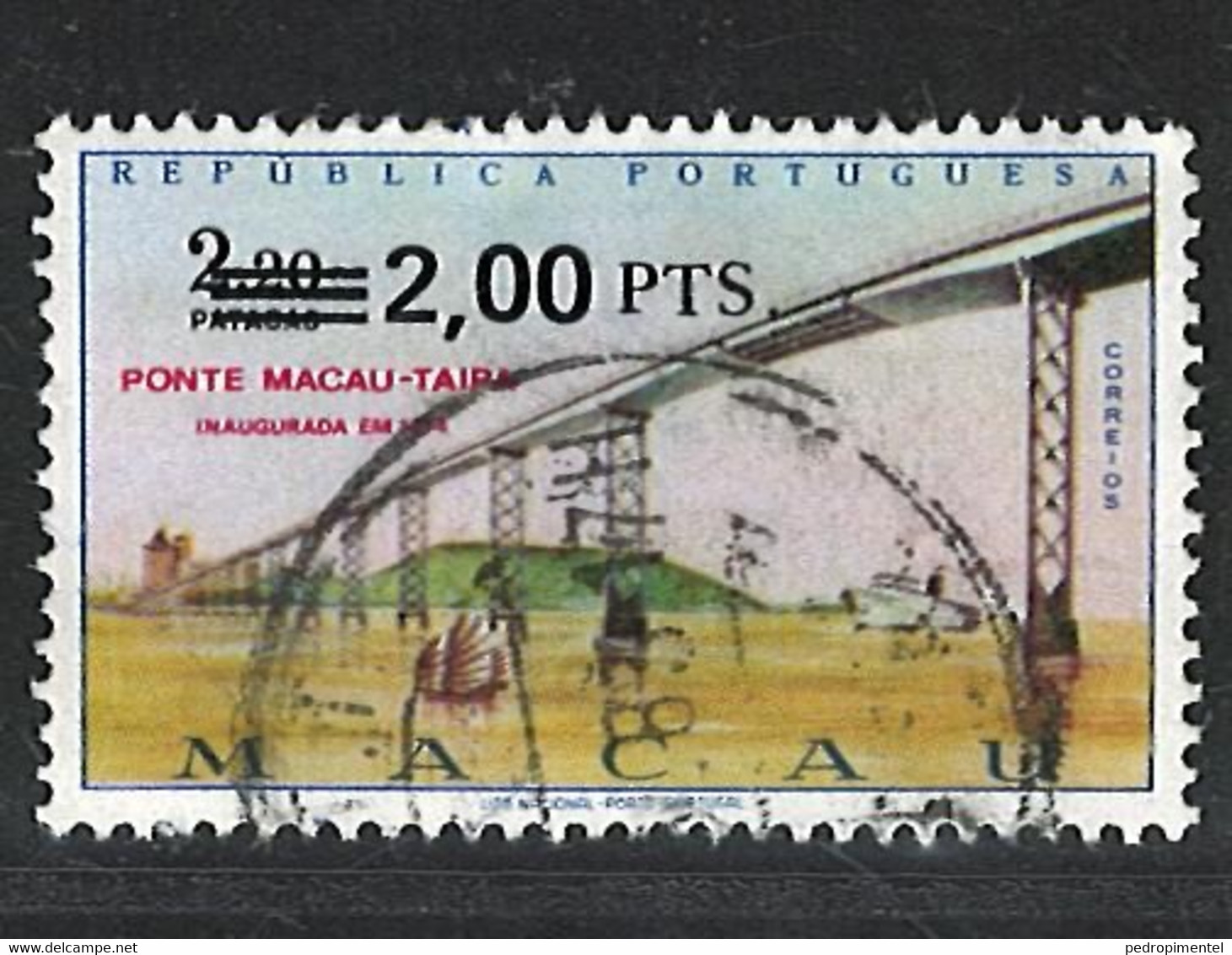 Portugal Macau 1979 "Bridge Surcharged" 2P  Condition Used  Mundifil #448 - Gebruikt