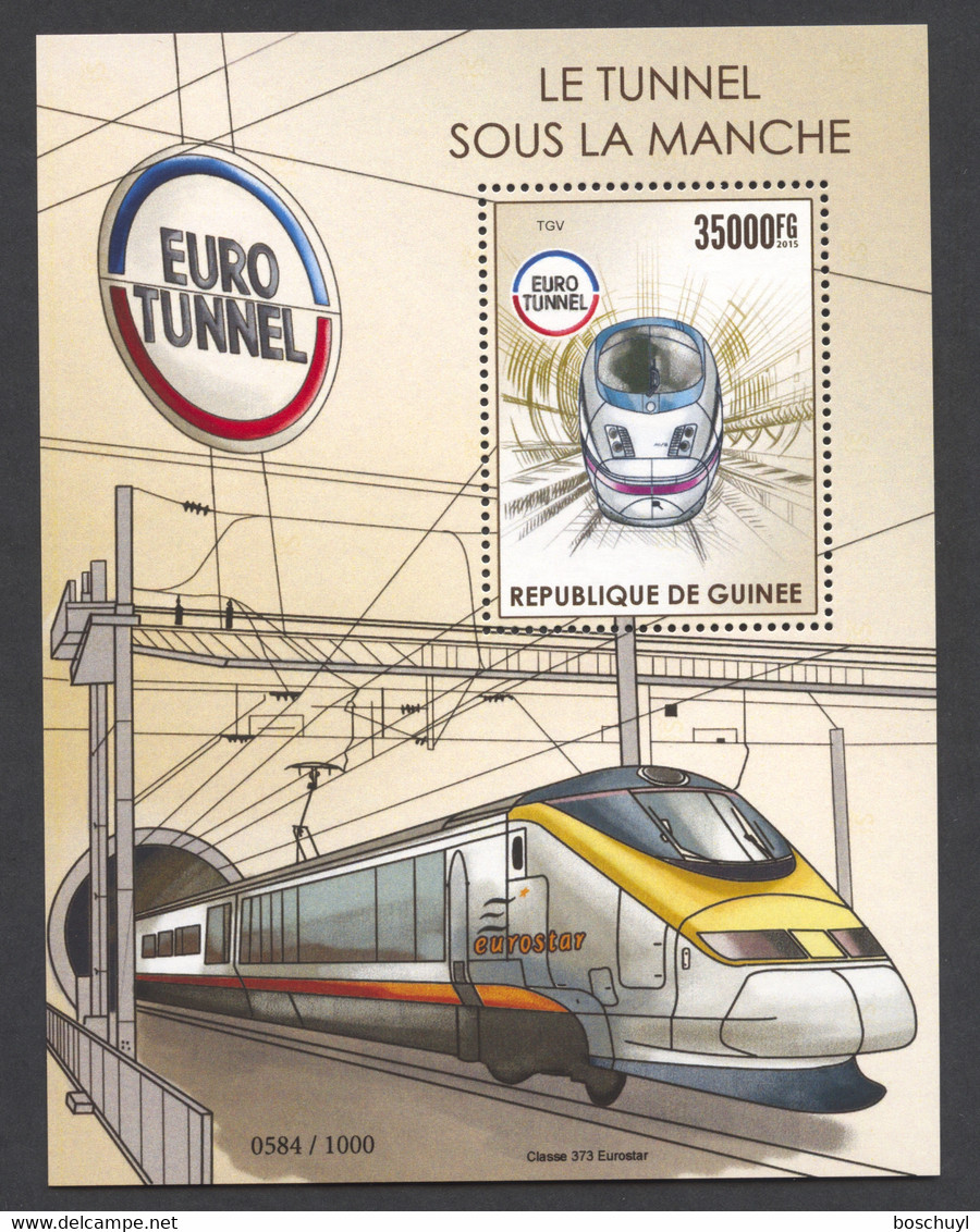 Guinea, Guinee, 2015, High Speed Trains, TGV, Channel Tunnel, MNH, Michel Block 2576 - Guinée (1958-...)