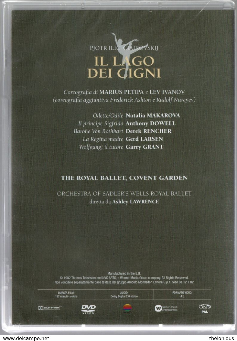 # DVD: P.I. Ciajkovskij - Il Lago Dei Cigni - M. Petipa, L. Ivanov (sigillato) - Conciertos Y Música