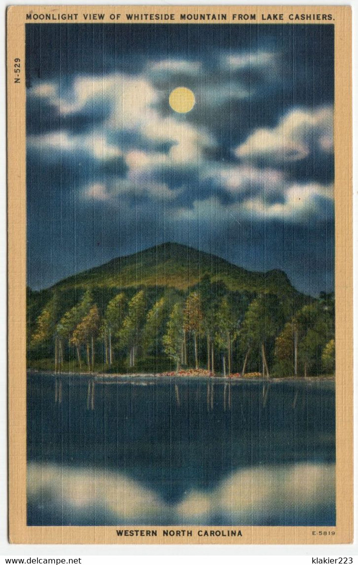 Moonlight View Of Whiteside Mountain From Lake Cashiers. Western North Carolina - Asheville