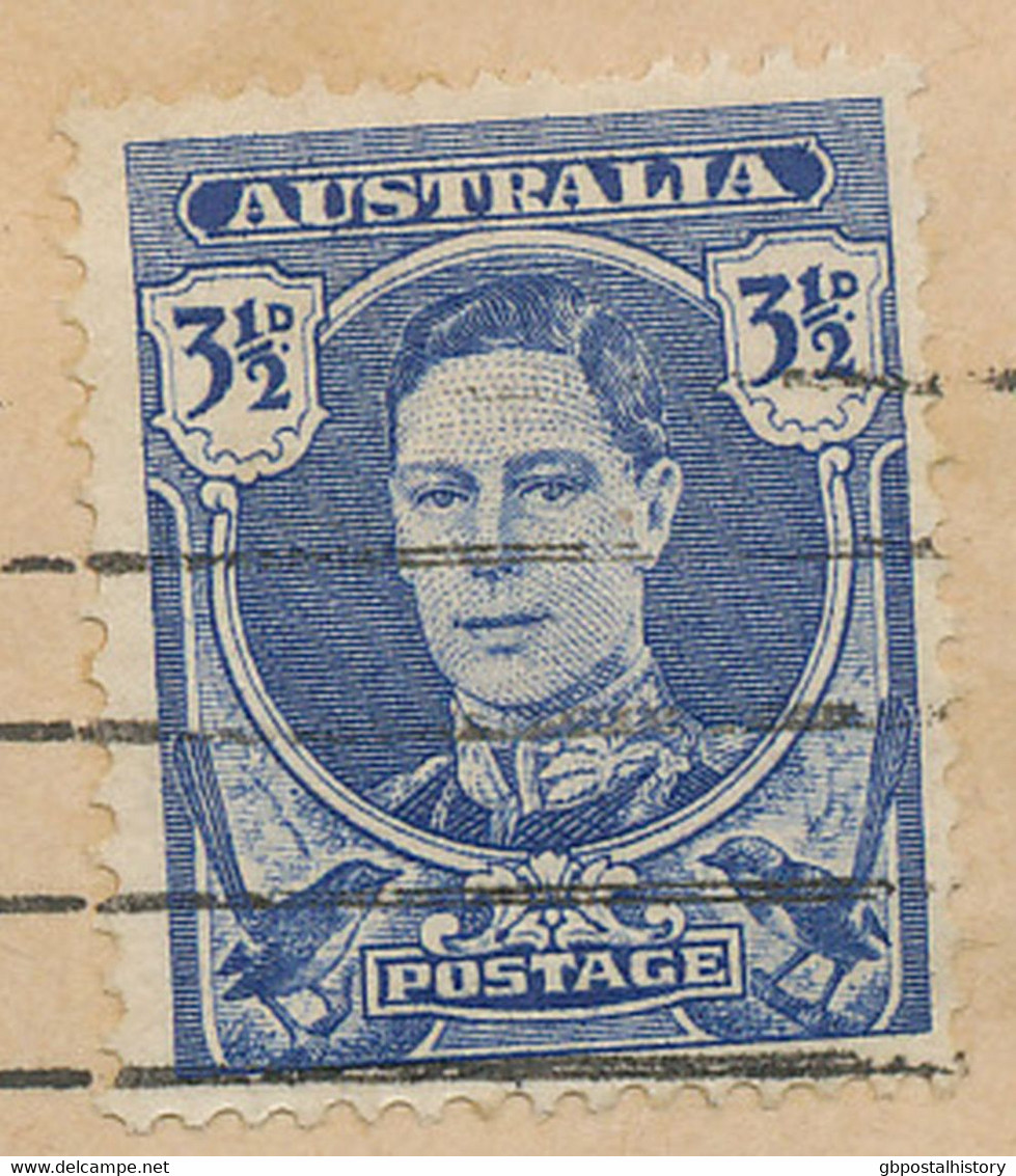 AUSTRALIEN 1943 König Georg VI 3 1/2 P. Als EF A. Kab.-Zensur-Bf M. Verschlussstreifen   "3 Opened By Censor" - Briefe U. Dokumente