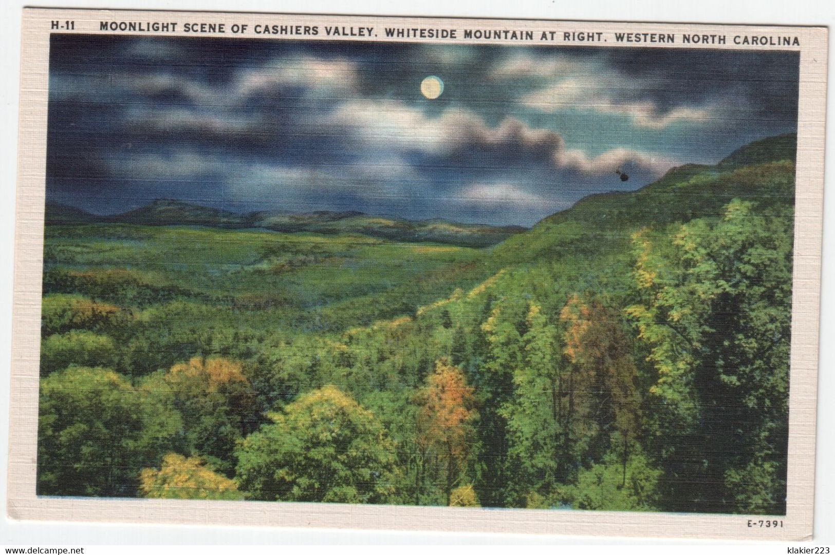 Moonlight Scene Of Cashiers Valley. Whiteside Mountain At Right. Western NC - Asheville