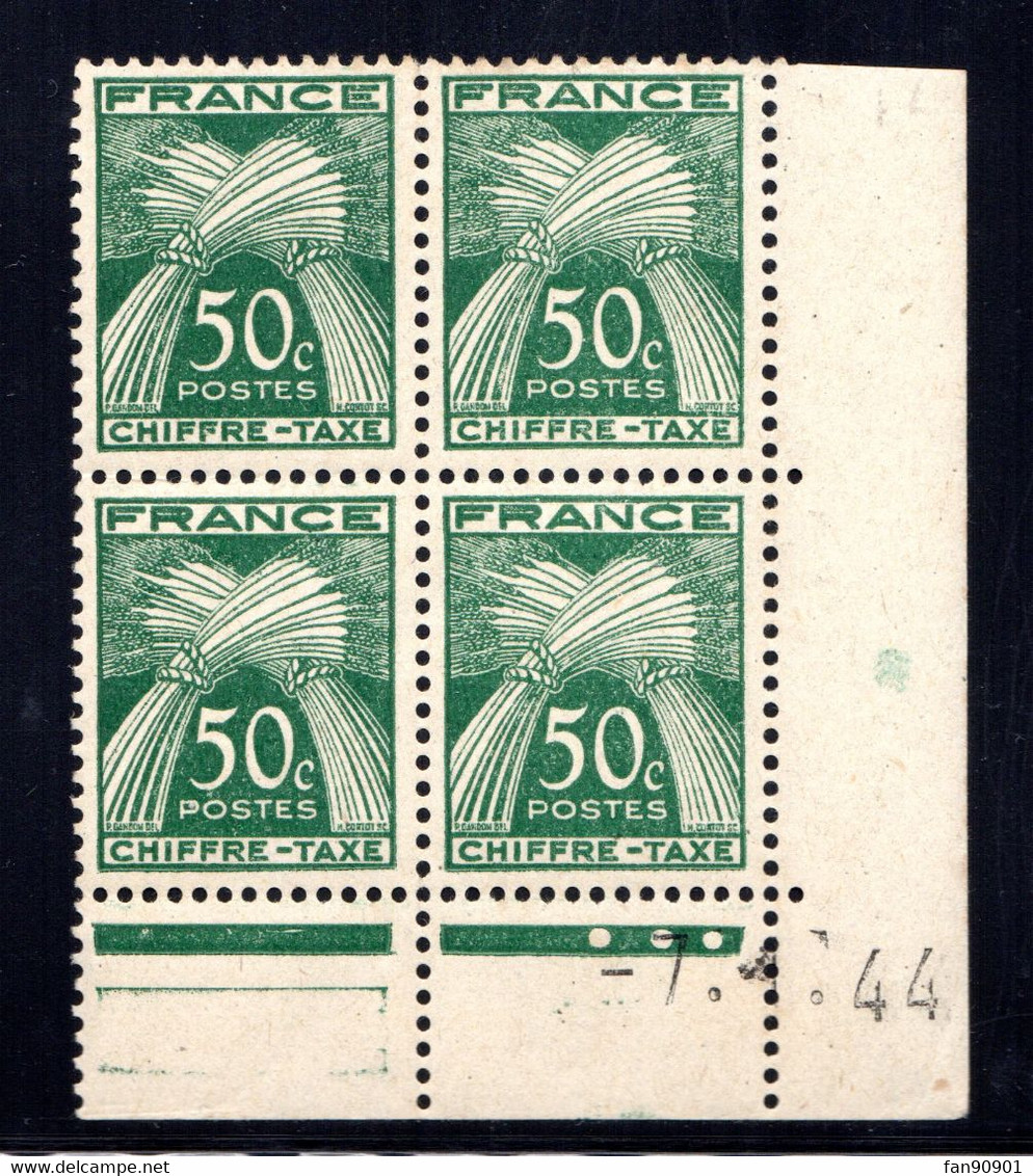 YT-N°: T 69 - GERBES, Coin Daté Du 07.01.1944, Galvano A De A+B, 2e Tirage, NSC/**/MNH - Strafport