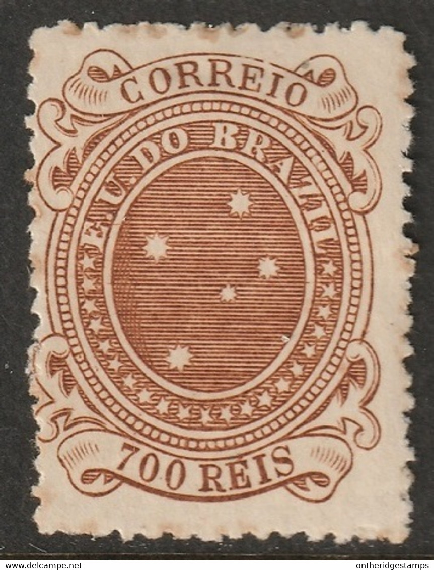 Brazil 1890 Sc 107a Mi 92 Yt 74 MH* Chocolate - Unused Stamps