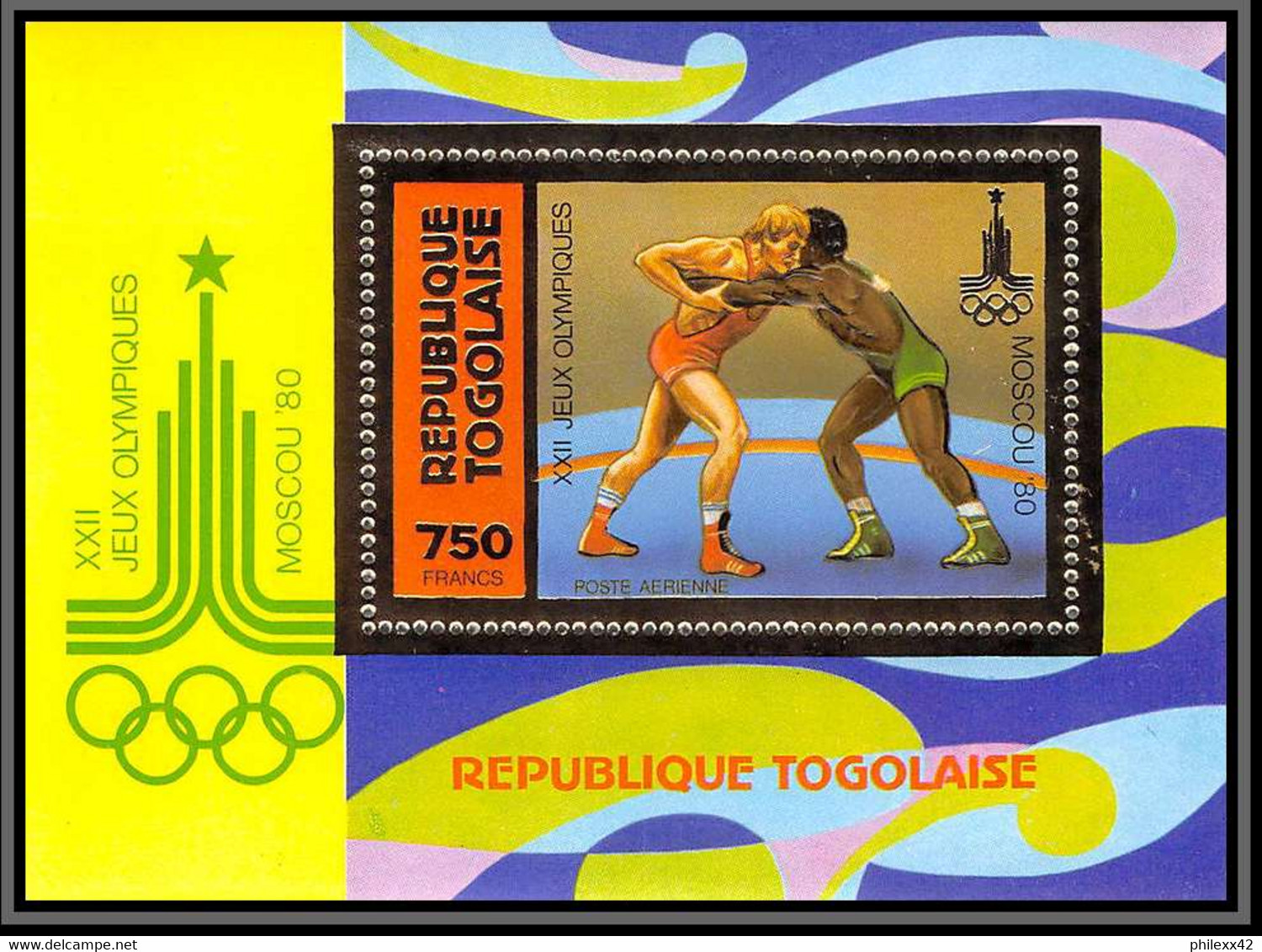 85750 N°157 A Lutte Wrestling Moscou 1980 Jeux Olympiques Olympic Games Togo Timbres OR Gold Stamps ** MNH - Togo (1960-...)