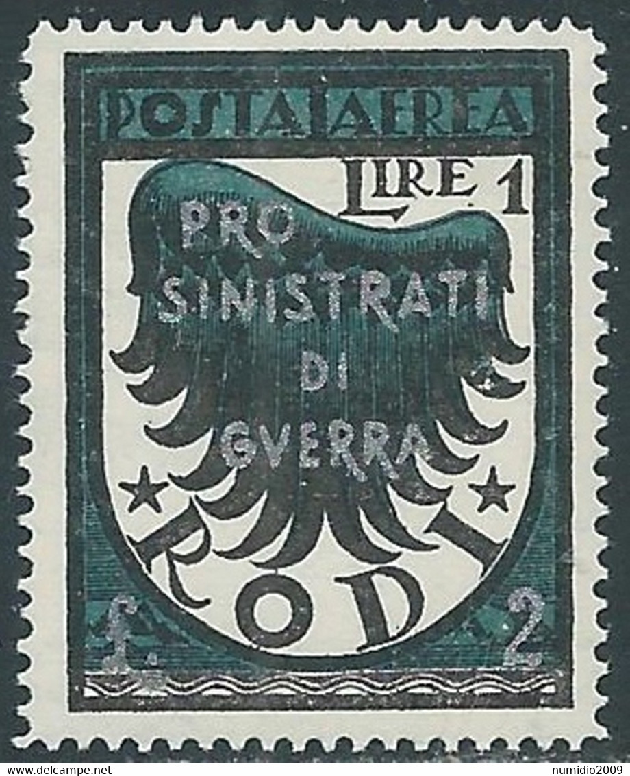 1944 OCCUP TEDESCA EGEO POSTA AEREA SINISTRATI DI GUERRA 1 LIRA MNH ** - RB27 - Egée (Occ. Allemande)