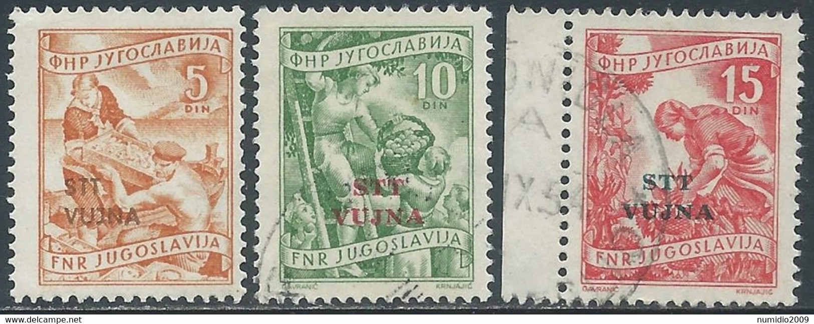 1954 TRIESTE B USATO ECONOMIA E INDUSTRIA 3 VALORI - RB17-9 - Used