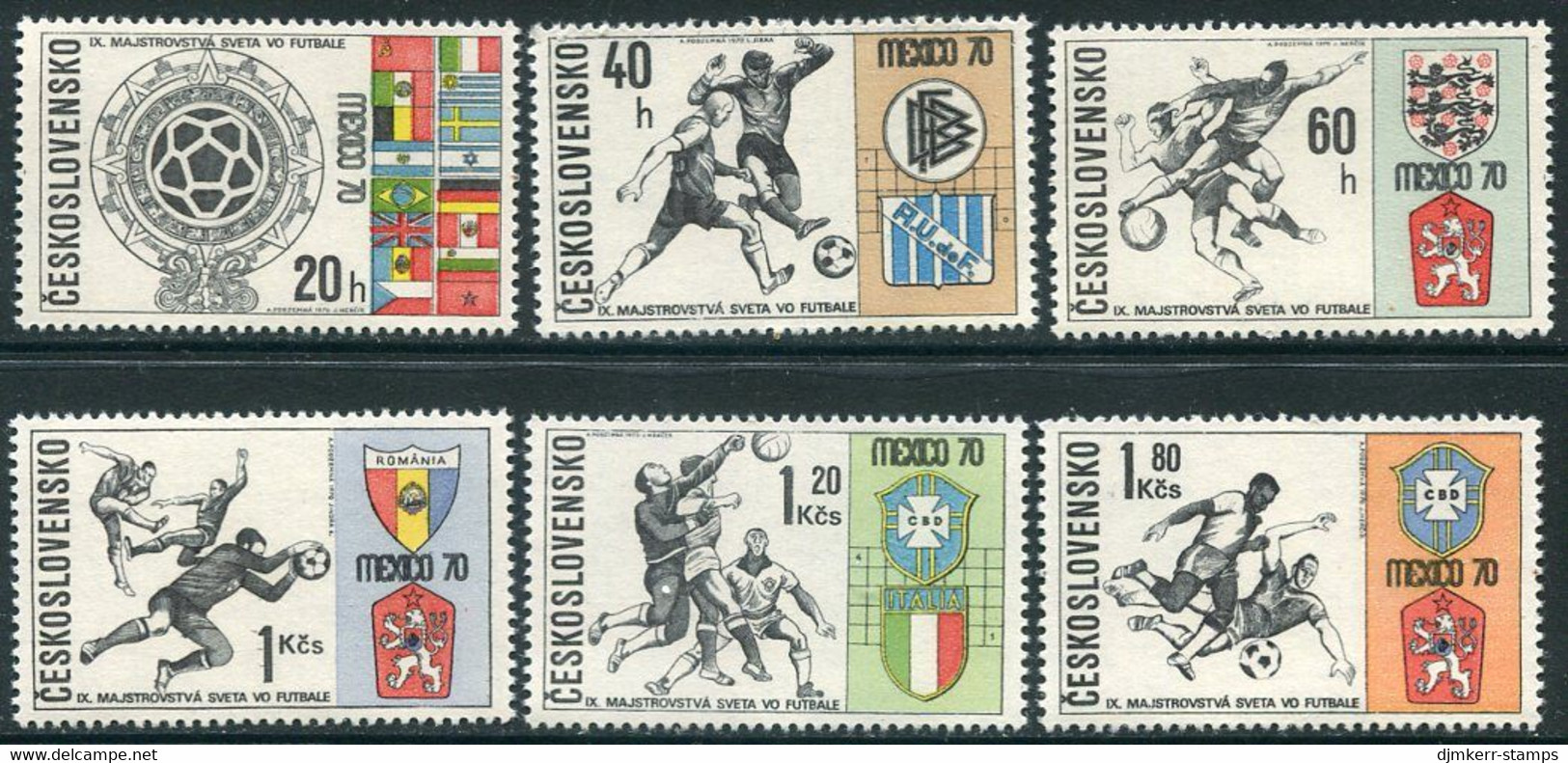 CZECHOSLOVAKIA 1970 Football World Cup, Mexico MNH / **.  Michel 1958-63 - Unused Stamps