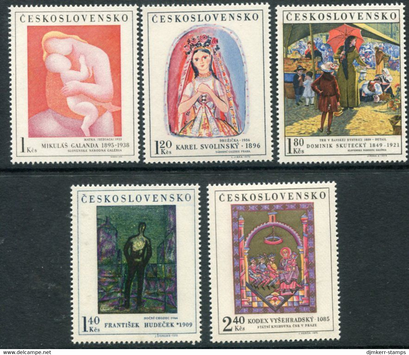 CZECHOSLOVAKIA 1970 National Gallery Paintings V MNH / ** Michel 1965-69 - Unused Stamps