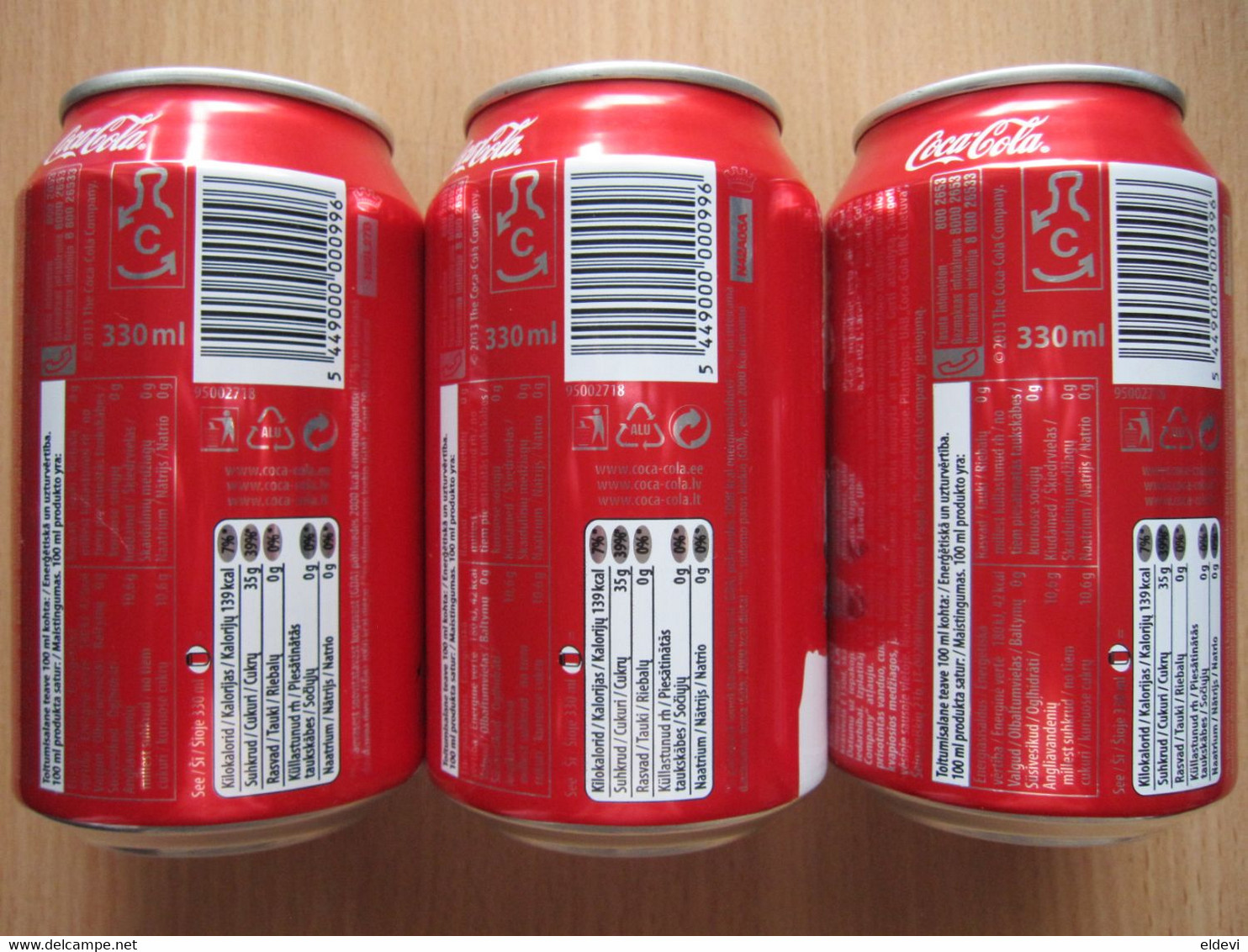 COCA COLA SOCHI 2014 OLYMPIC GAMES Set 3 Cans 330ml Empty Bottom Lithuania LV EE. - Blikken