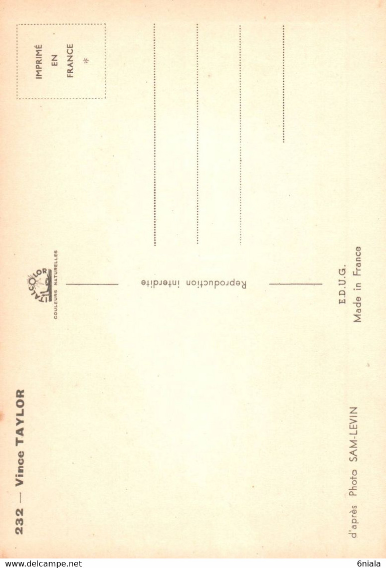 7286 Carte Postale Vince TAYLOR  1939 -1991  Chanteur   Artiste  Groupe  Rock    (scan Recto-verso) - Chanteurs & Musiciens