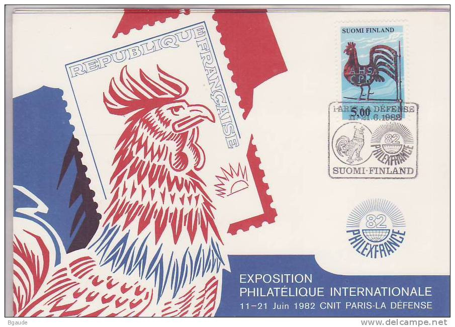 FINLANDE CARTE PHILATELIQUE YVERT  762 FERRONERIE  EXPO PARIS CNIT 1982 - Cartoline Maximum