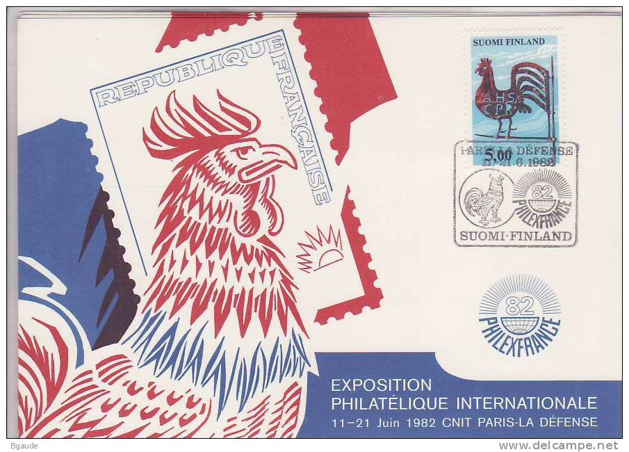 FINLANDE CARTE PHILATELIQUE YVERT  762 FERRONERIE  EXPO PARIS CNIT 1982 - Maximum Cards & Covers