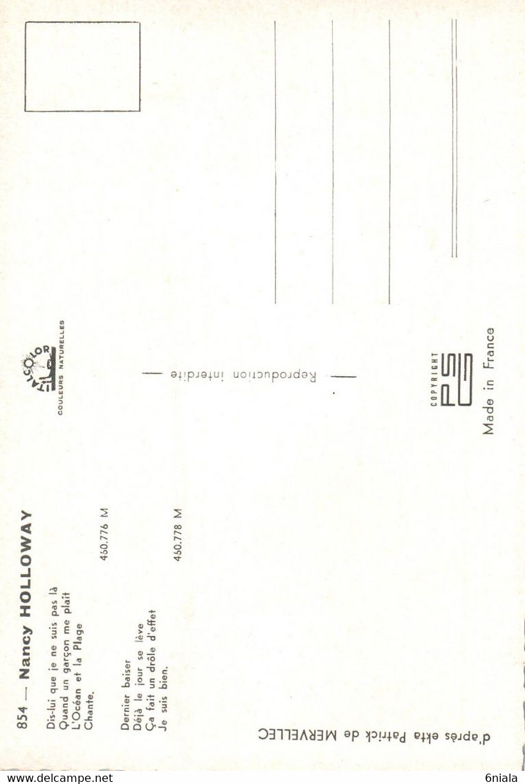 7291 Carte Postale NANCY HOLLOWAY   Chanteuse    Artiste      (scan Recto-verso) - Chanteurs & Musiciens