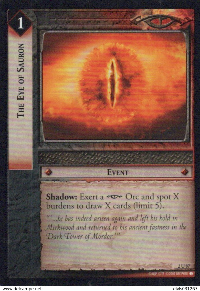 Vintage The Lord Of The Rings: #1 The Eye Of Sauron - EN - 2001-2004 - Mint Condition - Trading Card Game - Herr Der Ringe