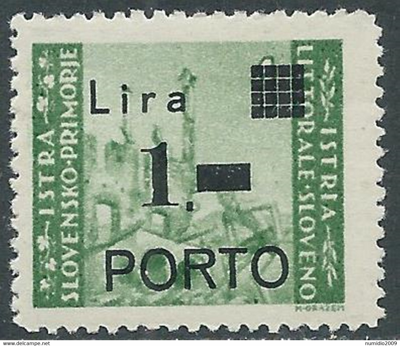 1946 ISTRIA E LITORALE SLOVENO SEGNATASSE PORTO 1 LIRA MNH ** - RB33-9 - Yugoslavian Occ.: Slovenian Shore