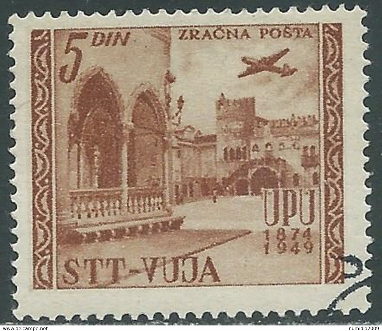 1952 TRIESTE B POSTA AEREA USATO UPU 2 D - RB40-5 - Posta Aerea