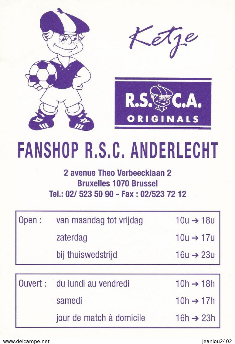 FOOTBALL - JOUEUR ANDERLECHT - LORENZO STAELENS Avec Publicité Au Dos. - Authographs