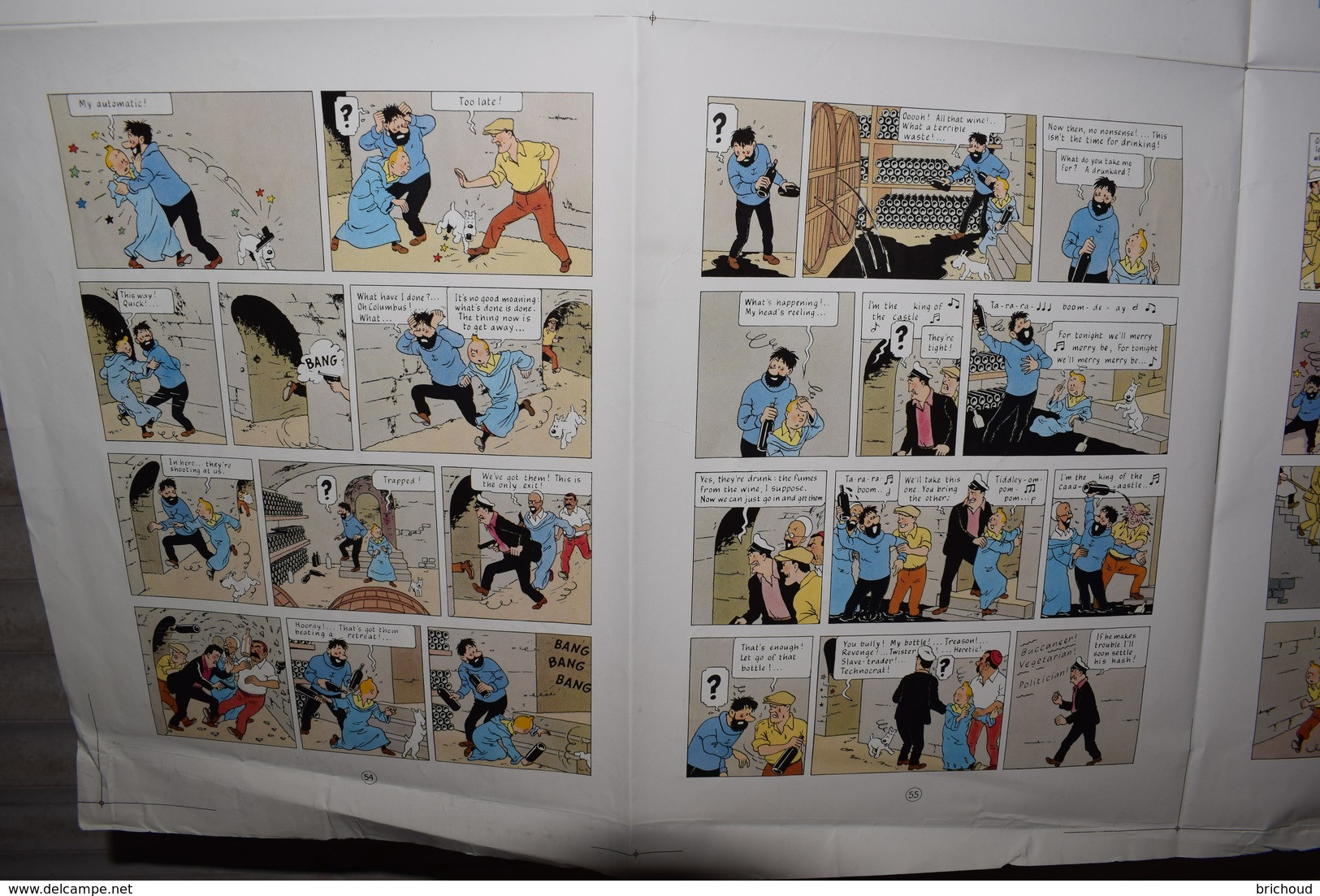 Tintin Le Crabe Aux Pince D'Or Planche D'imprimerie Offset 8 Pgs Anglais Américain 91cm X 63cm - Sonstige & Ohne Zuordnung