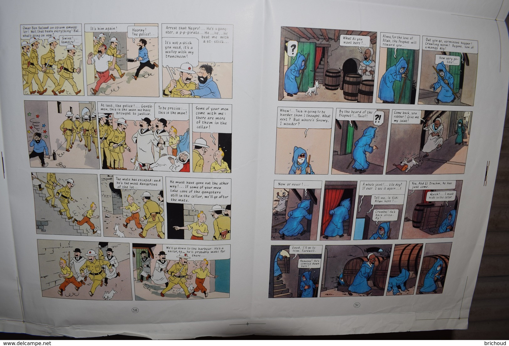 Tintin Le Crabe aux Pince d'Or planche d'imprimerie Offset 8 pgs anglais Américain 91cm X 63cm