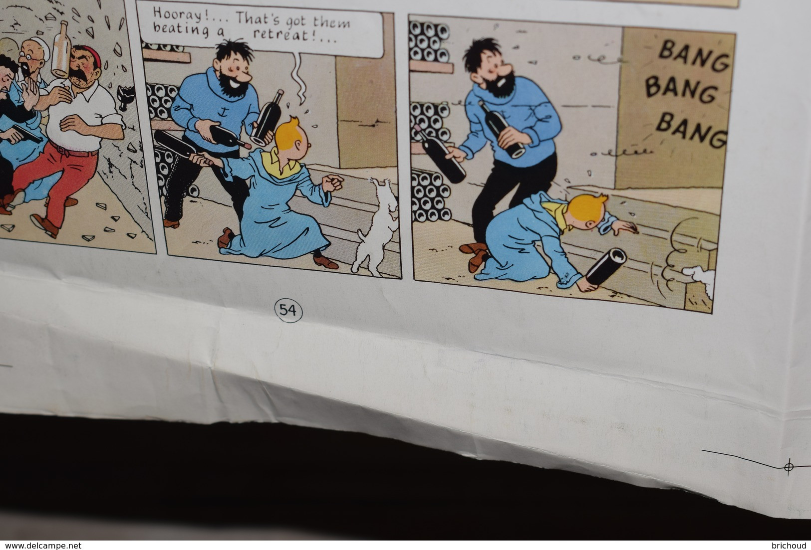 Tintin Le Crabe aux Pince d'Or planche d'imprimerie Offset 8 pgs anglais Américain 91cm X 63cm