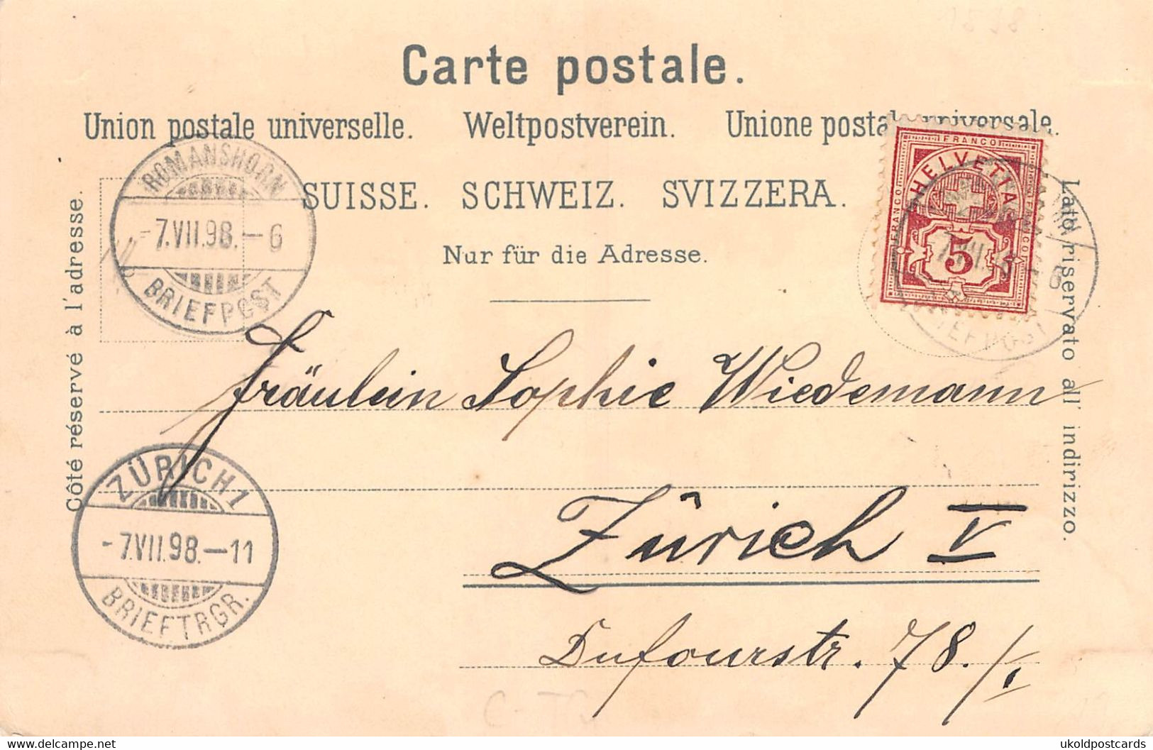 CPA  Suisse, Gruss Aus  ROMANSHORN, 1898 - Romanshorn