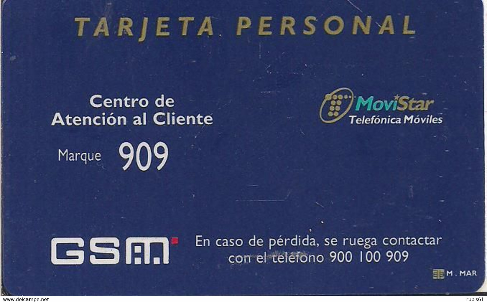 TARJETA PERSONAL MOVISTAR FLECHA GRANDE RRR - Telefonica