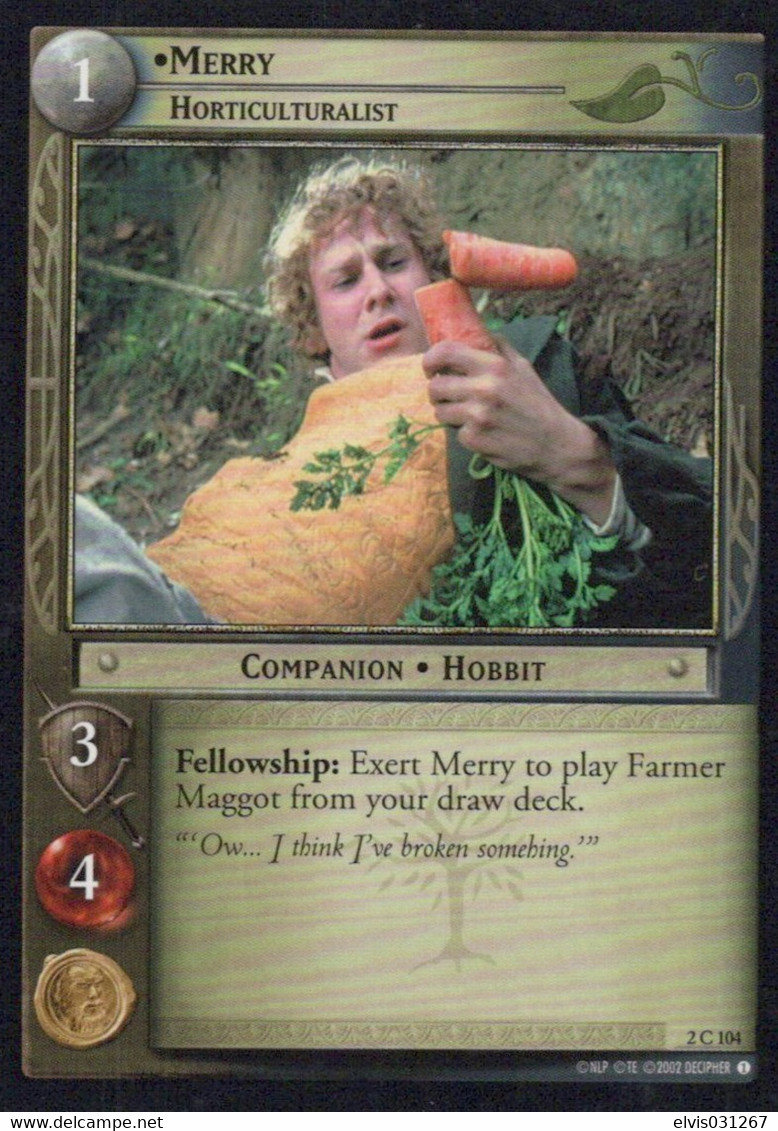 Vintage The Lord Of The Rings: #1 Merry Horticulturalist - EN - 2001-2004 - Mint Condition - Trading Card Game - El Señor De Los Anillos