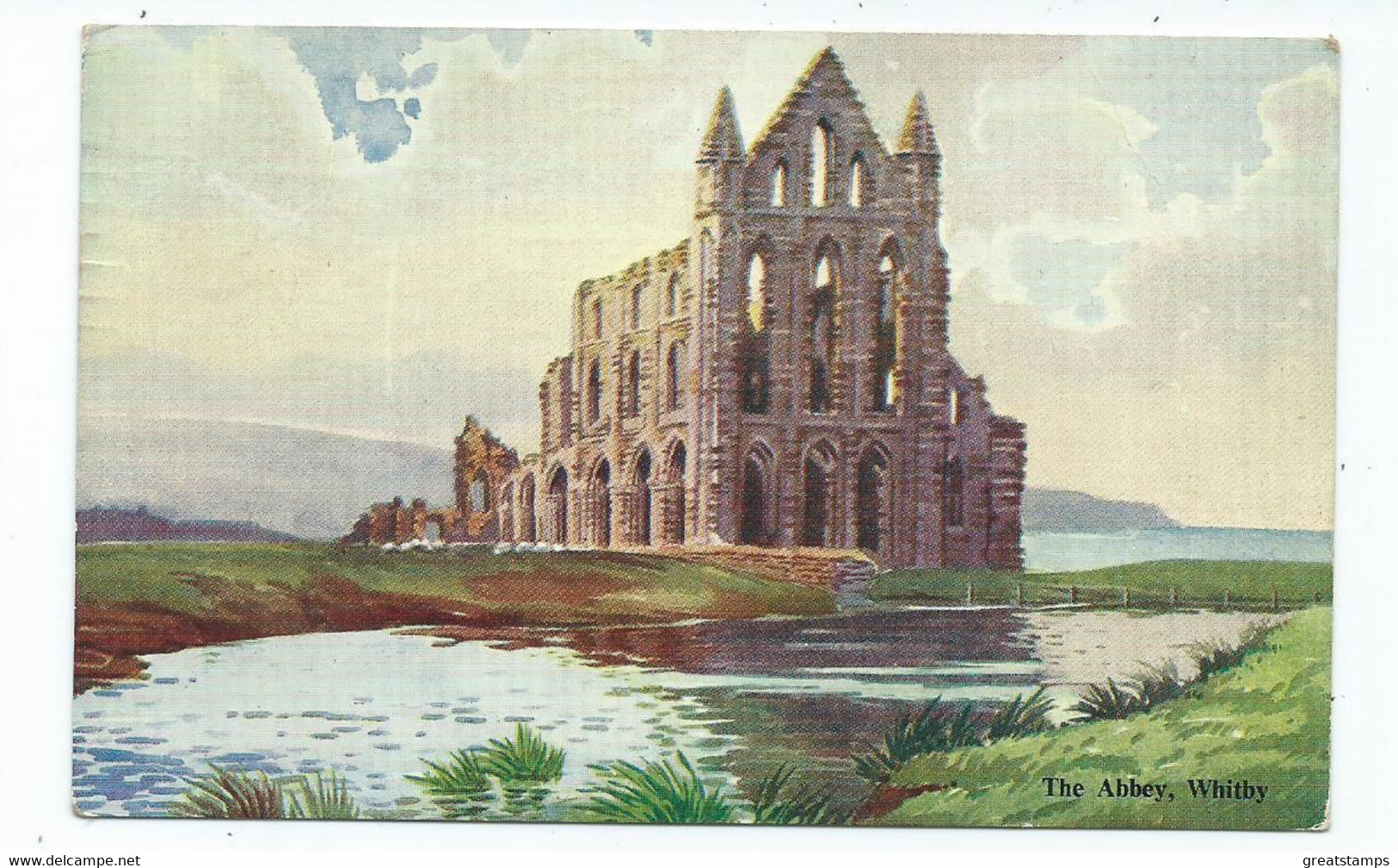 Yorkshire  Postcard  The Abbey Whitby.posted 1950 With To Pay Label In Green - Whitby