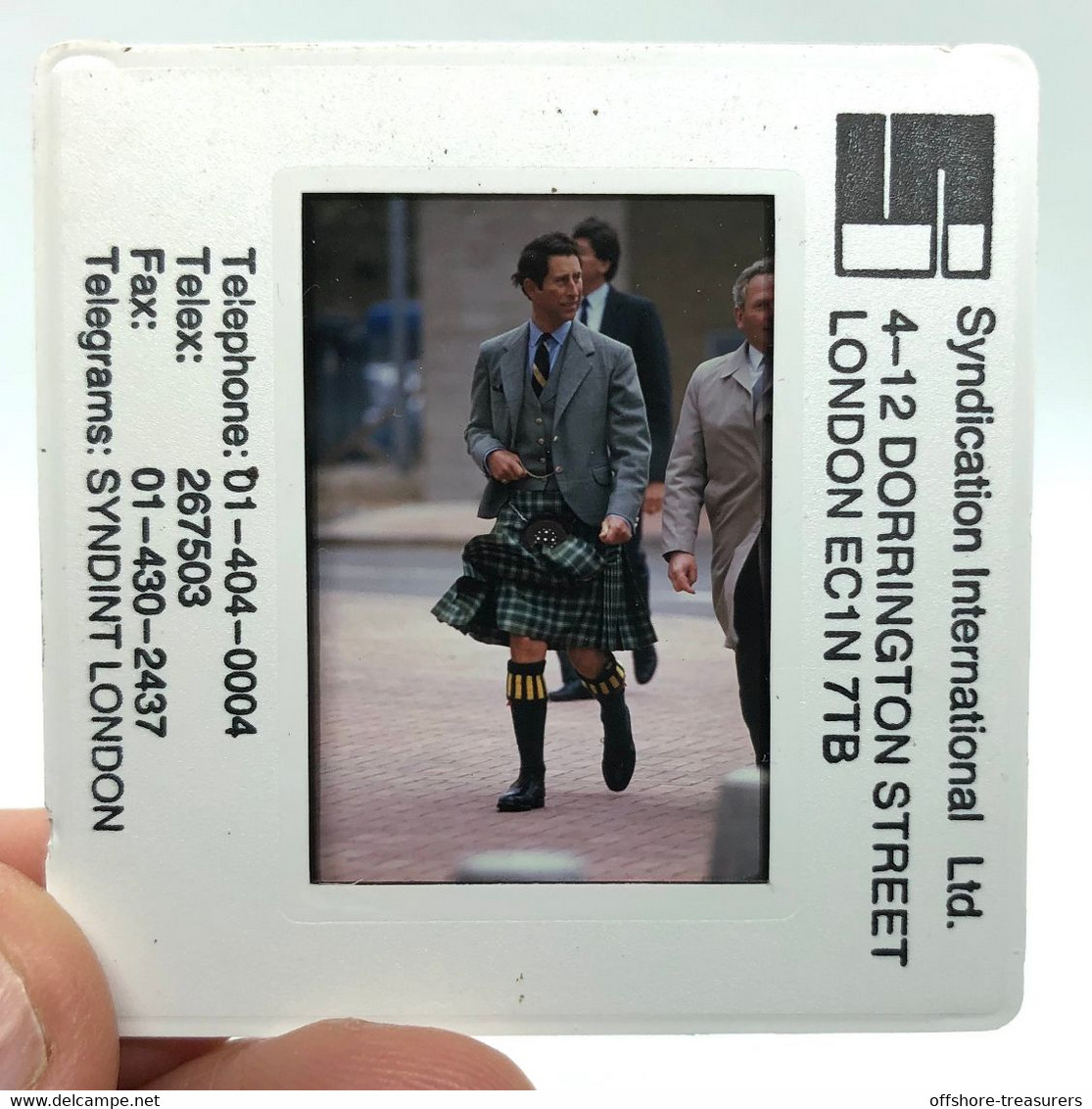 British Royal Family England 1986 Charles Prince Of Wales Color Slide At Kinlochbervie Port Scotland - Proyectores De Cine