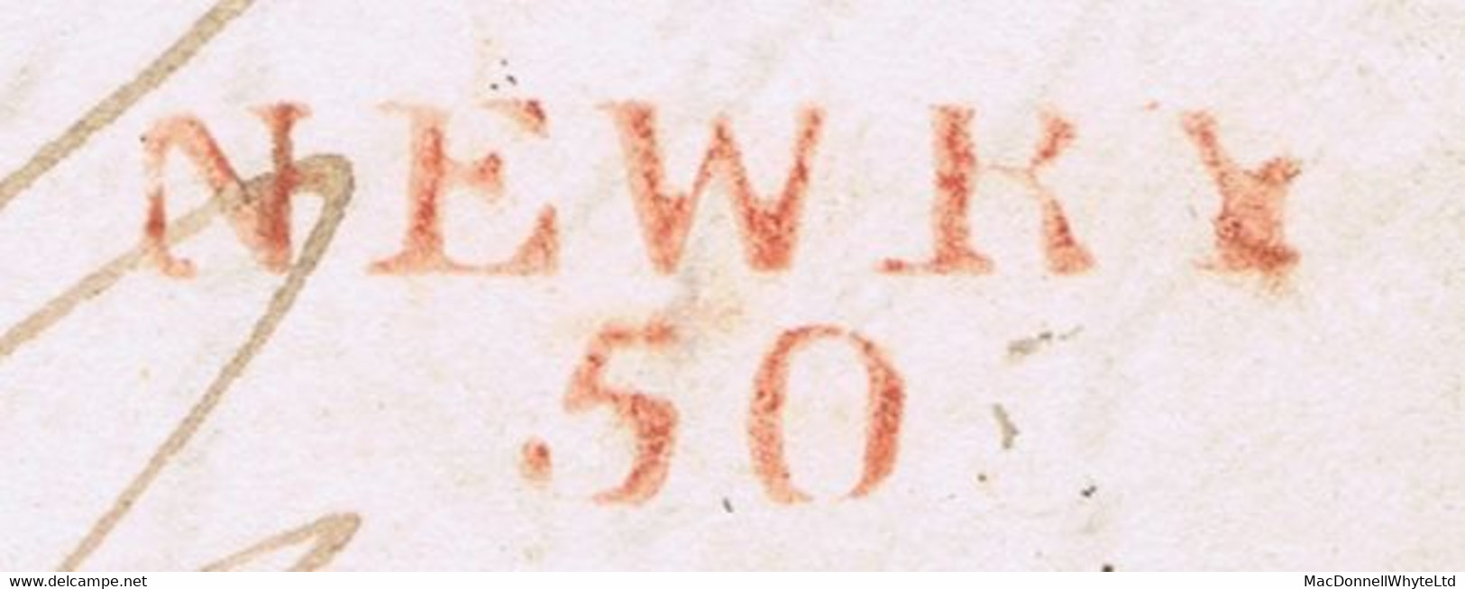 Ireland Down Additional Halfpenny 1826 Letter To Edinburgh With Newry POST PAID In Red, NEWRY/50 Mileage Mark - Vorphilatelie