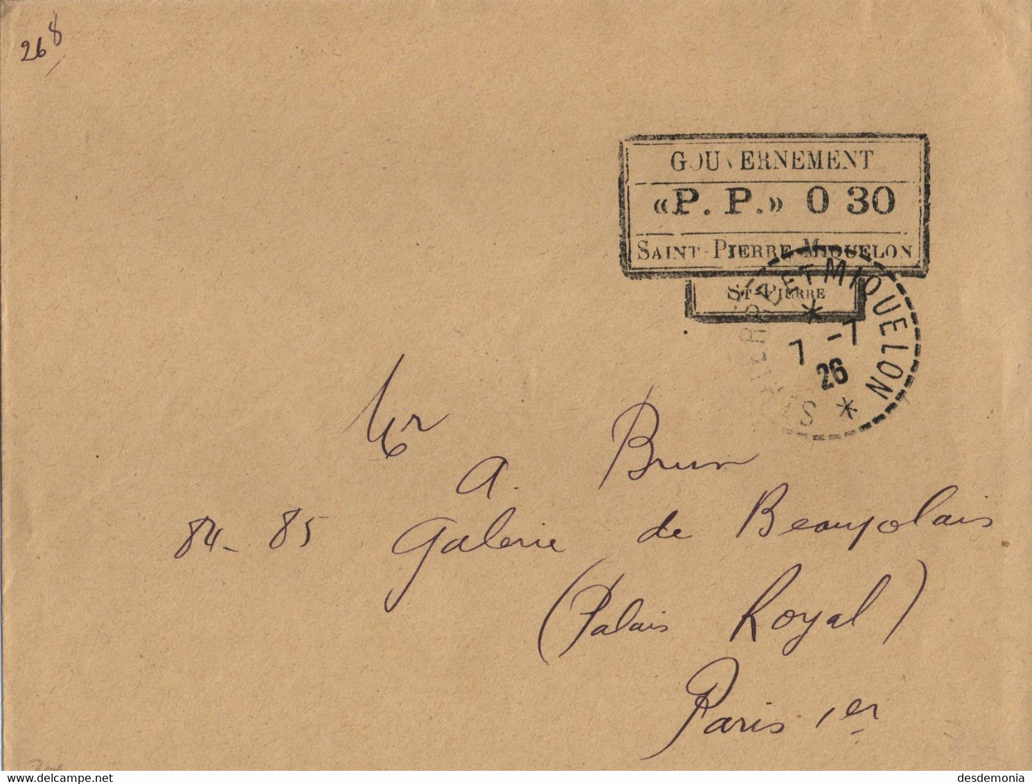 France Colonie SPM Maury PP 0.30 Sur Lettre Pour La Métropole - Enteros Postales