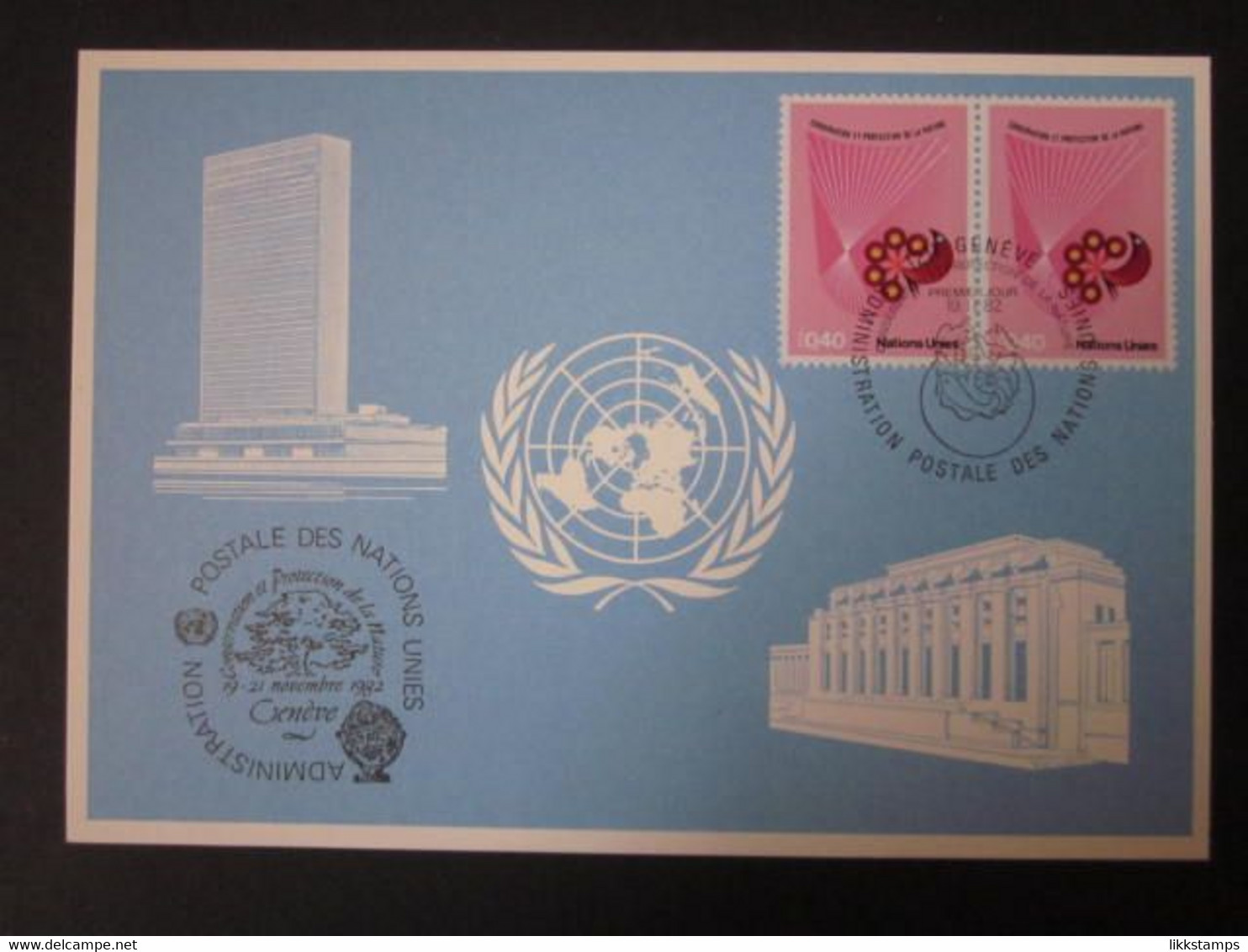 A RARE 1982 GENEVA EXHIBITION SOUVENIR CARD WITH FIRST DAY OF EVENT CANCELLATION. ( 02275 ) - Brieven En Documenten