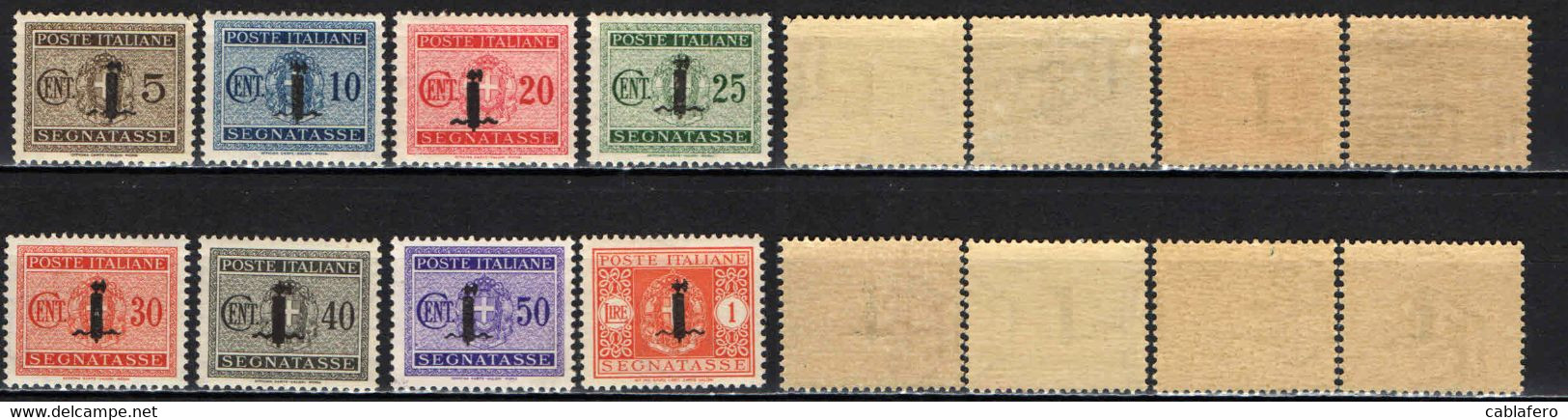 ITALIA RSI - 1944 - SEGNATASSE - VALORI DA 5-10-20-25-30-40-50 CENT. E 1 LIRA - MNH - Impuestos