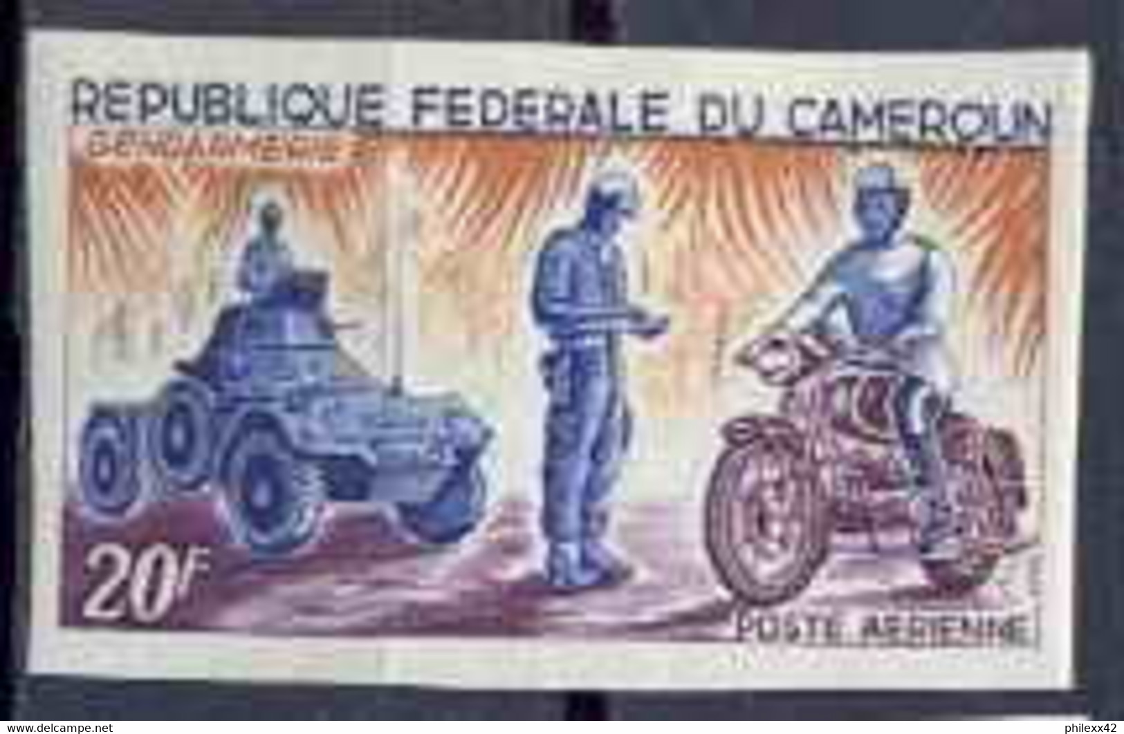 Cameroun 234 Non Dentelé Imperf ** Mnh PA N° 84 Gendarmerie / Moto / Tank - Motorräder