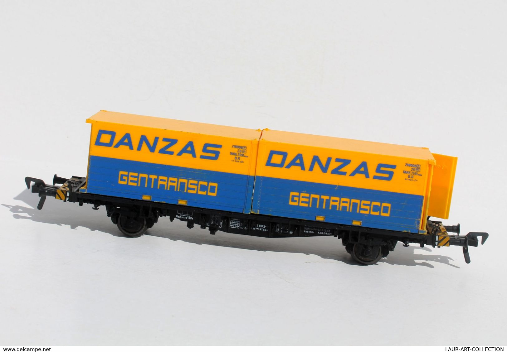 FLEISCHMANN HO N°8233 WAGON DANZAS GENTRANSCO - CONTAINER-PORTEUR + 2 CONTENEURS      (0507.22) - Goederenwagons