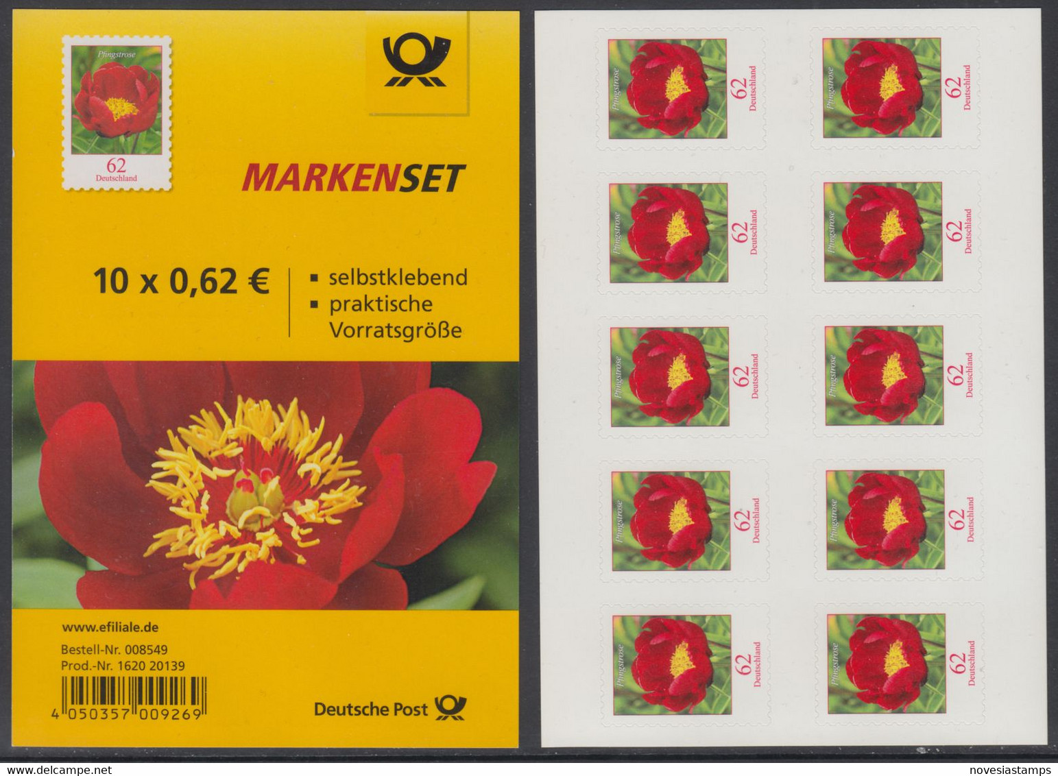 !a! GERMANY 2014 Mi. 3121 MNH BOOKLET(10) (self-adhesive) -Flowers: Garden Peony - 2011-2020