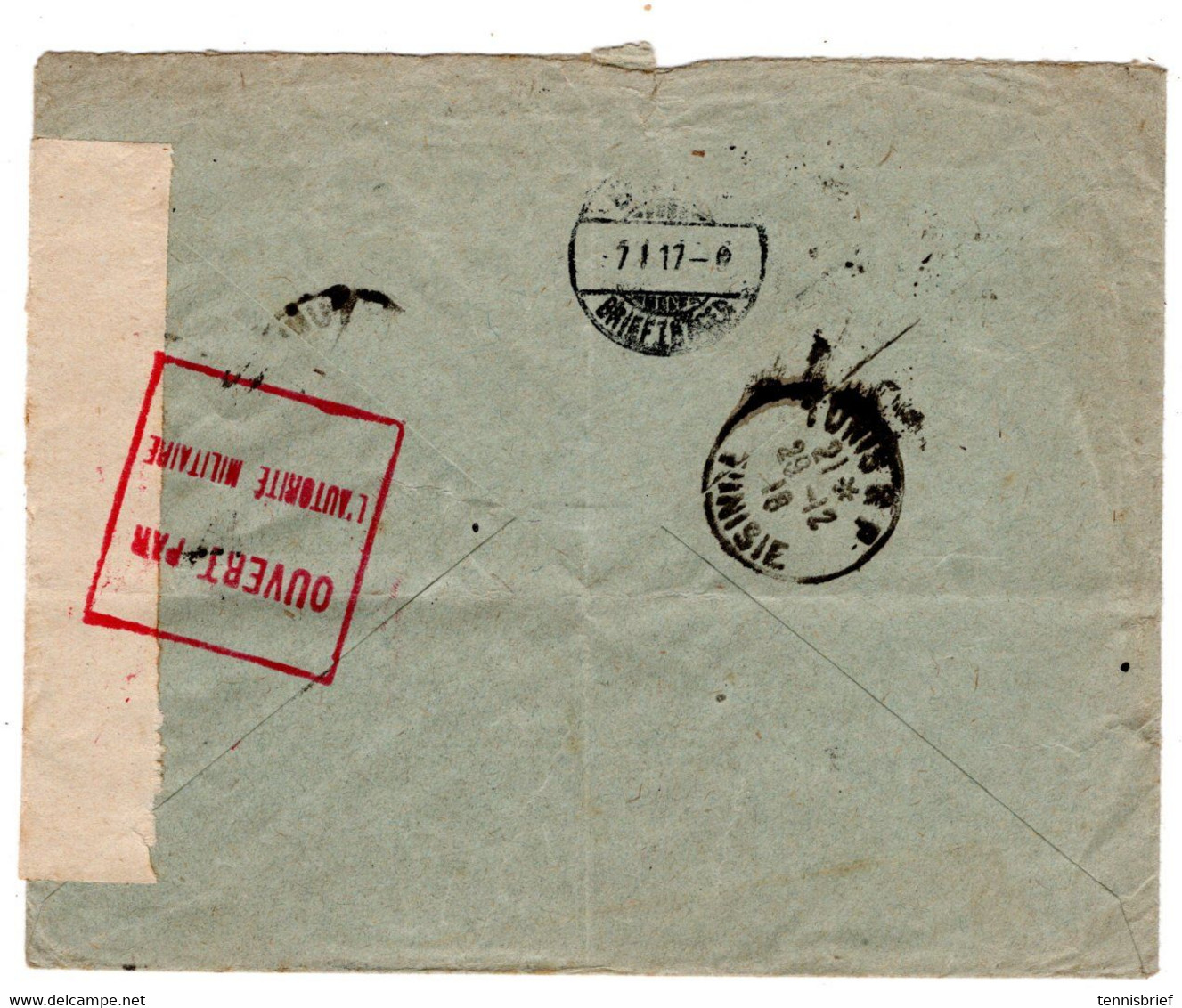 Tunesi , 1916, , Lettre 25 C. Perforee " C.M. "  ( Comptoir Nationale Paris )-Rare   - Perfin   #1483 - Brieven En Documenten